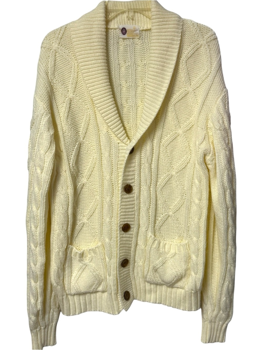 VTG Kings Road Shawl Collar Cable Knit Cardigan XL